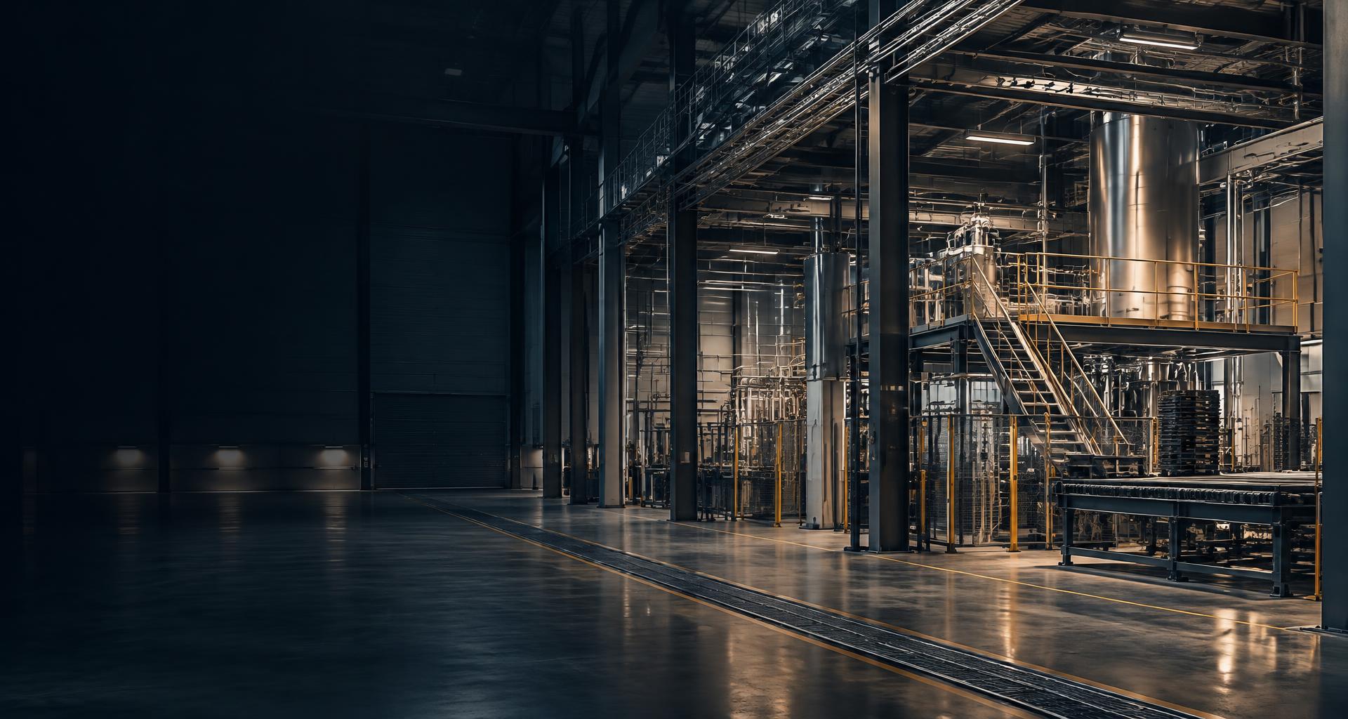 Conceptual industrial facility with structural steel and coordinated production services